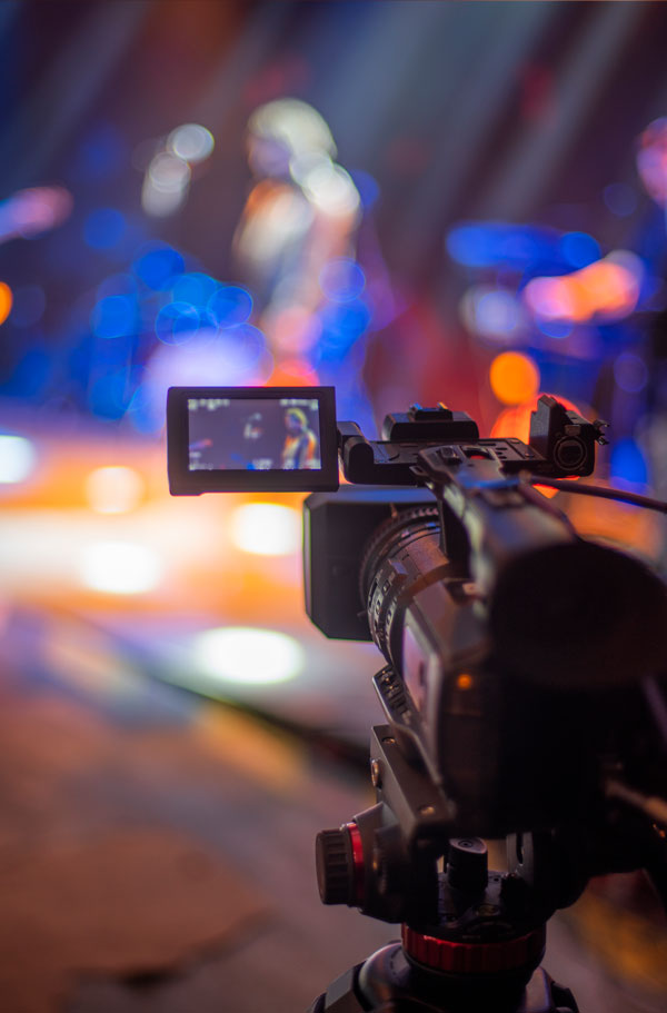 Camera filmando em eventos corporativos online