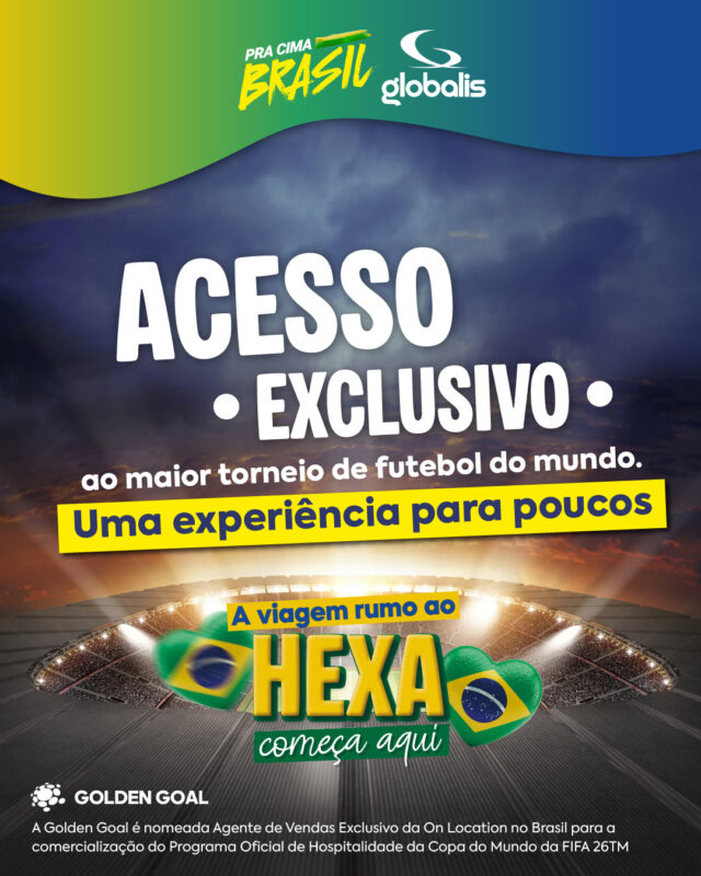 Alguns momentos são reservados para quem busca o extraordinário. 

Com a Globalis, sua empresa pode viver o torneio mais esperado do planeta de uma forma única, com hospitalidade premium, experiências personalizadas e acesso exclusivo. 

Um convite para sentir de perto a emoção do futebol e, ao mesmo tempo, reforçar laços com quem faz parte da sua trajetória de sucesso. 

Saiba mais: globalis.com.br/rumo-ao-hexa

#Globalis #HospitalidadeCorporativa #Incentivo #ExperiênciaPremium #ViagensCorporativas